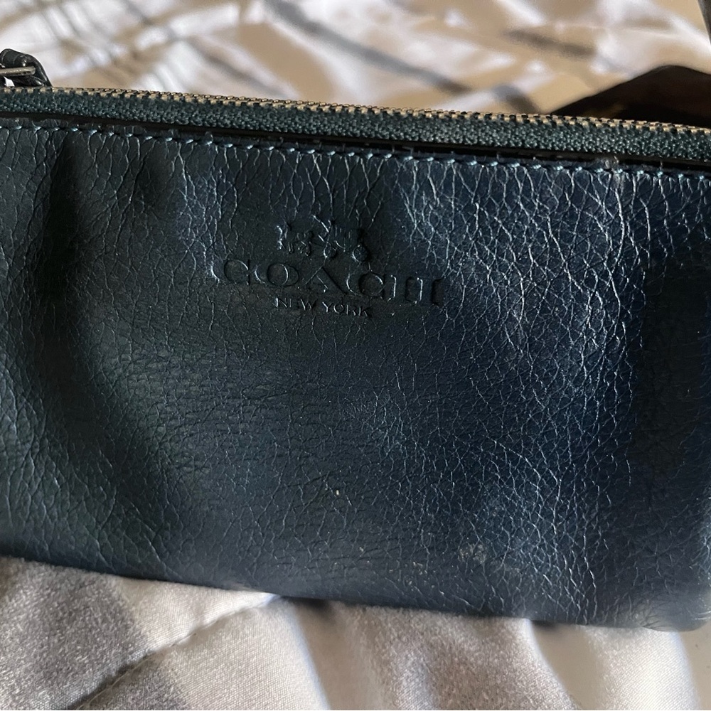 Coach Dark Navy Leather Wristlet